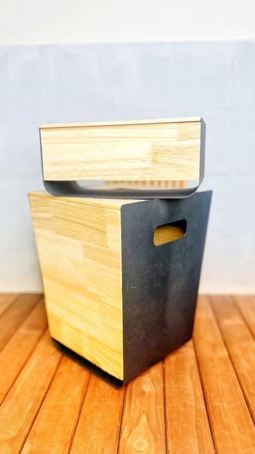 ست سطل و جا دستمالی فلزی با چوب برند رایکا