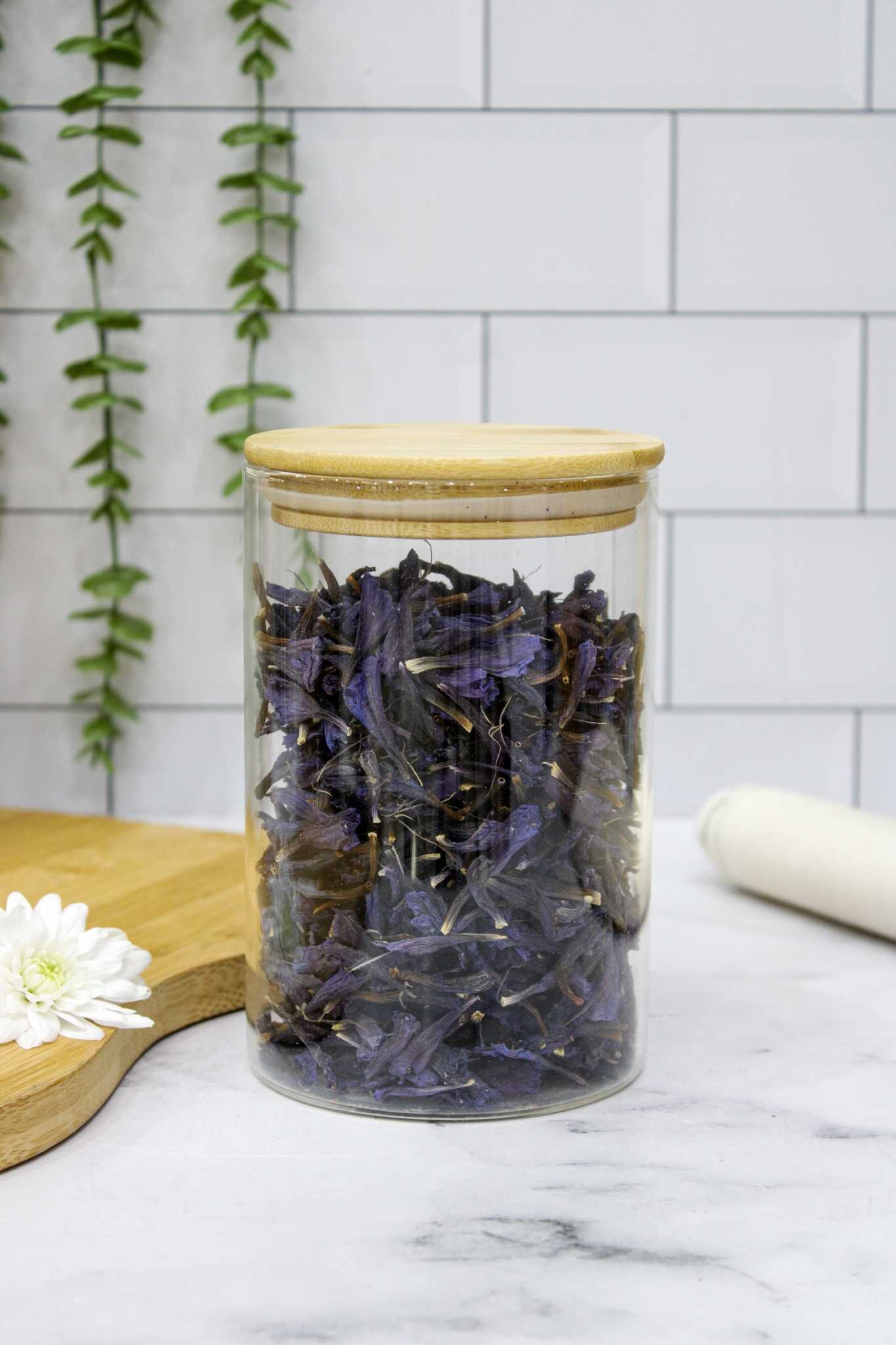 بانکه گرد شیشه‌ای پیرکس مقاوم با درب بامبو واشردار