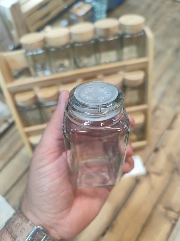 جا ادویه چوبی دو حالته با شیشه