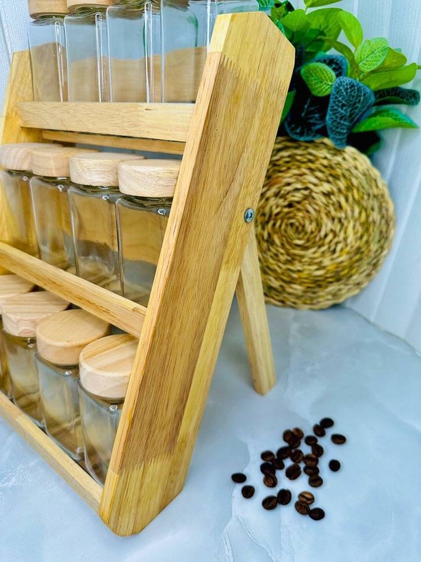جا ادویه چوبی دو حالته با شیشه